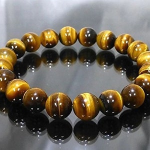 Pulsera de ojo de tigre genuina AAA, ojo de tigre marrón amarillo natural, fuerza de voluntad de protección, confianza, circonita blanca sin motivación)