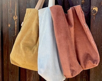 Cordshopper corduroy bag XXL made of fluffy wide cord in 11 different colors with/without zipper shoulder bag shopper cord bag