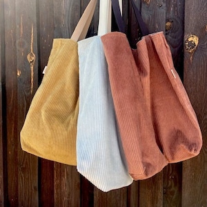 Cordshopper Cordtasche XXL aus flauschigen Breitcord handgemacht in 16 Farben mit/ohne Reißverschluss Schultertasche Shopper totebag Mom Bag