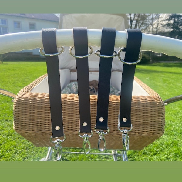 Kinderwagen Haken Taschenhalter Taschenhaken aus Leder nicht nur für Wickeltaschen Buggy  Anhänger Rollator Rollstuhl Fahrrad Taschengurt