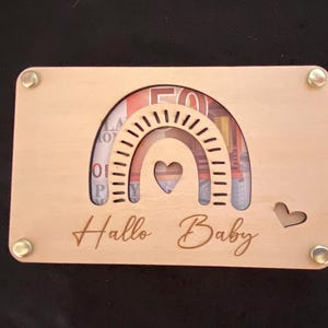 Geschenk zur Geburt Geschenkkarte aus Holz  nachhaltig, Geldgeschenk, Gutschein Karte, Geld schenken, Holzkarte , Baby, Wunscherfüller