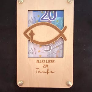 Geschenkkarte aus Holz zur Taufe Konfirmation Kommunion Firmung nachhaltig, Gutscheinkarte, Geld schenken, Holzkarte , Gutschein Verpackung