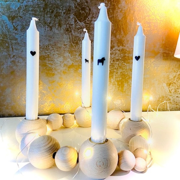 Adventskranz  aus Holzkugeln mit Lederband  Holzkugelkranz  Hygge home  Scandi Look  Adventsdeko  Weihnachstdeko scandinavian living