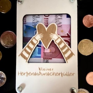 Geschenkkarte aus Holz  mit Herz nachhaltig, Geldgeschenk, Gutscheinkarte, Geld schenken, Geburtstag, Holzkarte , Gutschein, Wunscherfüller