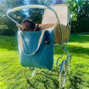 Große Kinderwagentasche XXL aus Cord  mit längenverstellbaren Fixiergurten und Tragegurten mit/ohne Reißverschluss 2in1 Shopper in 16 Farben