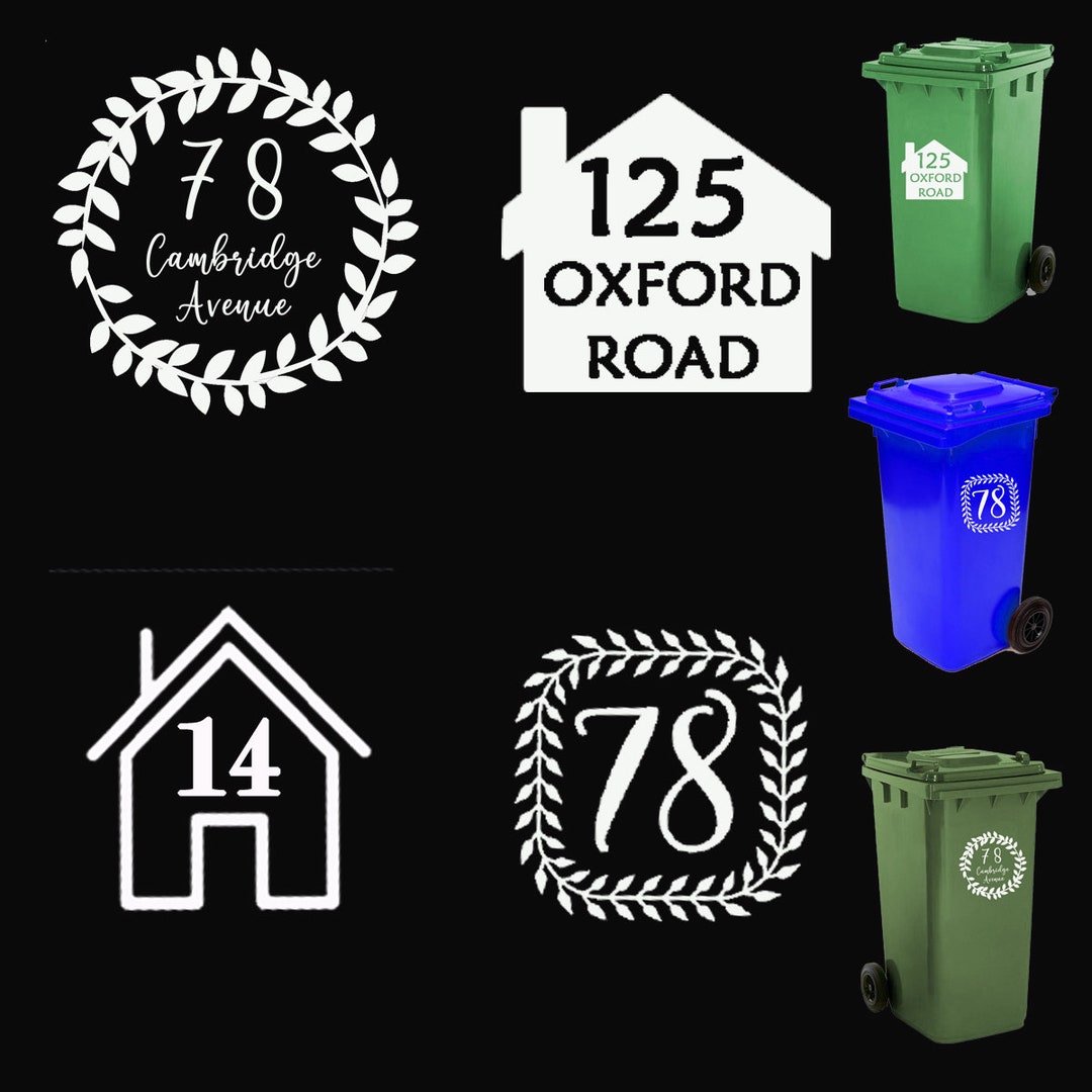 Wheelie Bin Dustbin Vinyl Stickers Labels Decals Numbers Etsy UK