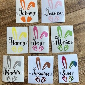 Easter Bunny Vinyl Name Stickers Labels Mug Bottle Glass, Children, Personalise