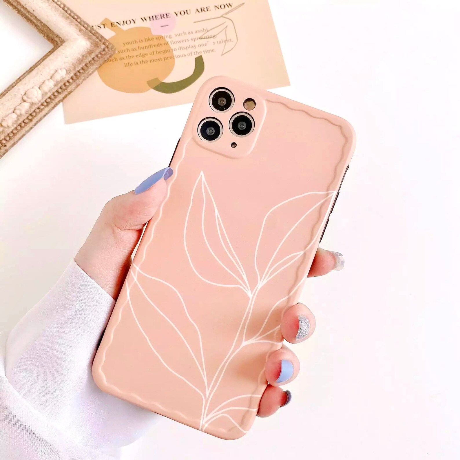 Peach Painting Iphone Case Floral Abstract Painting Iphone Etsy