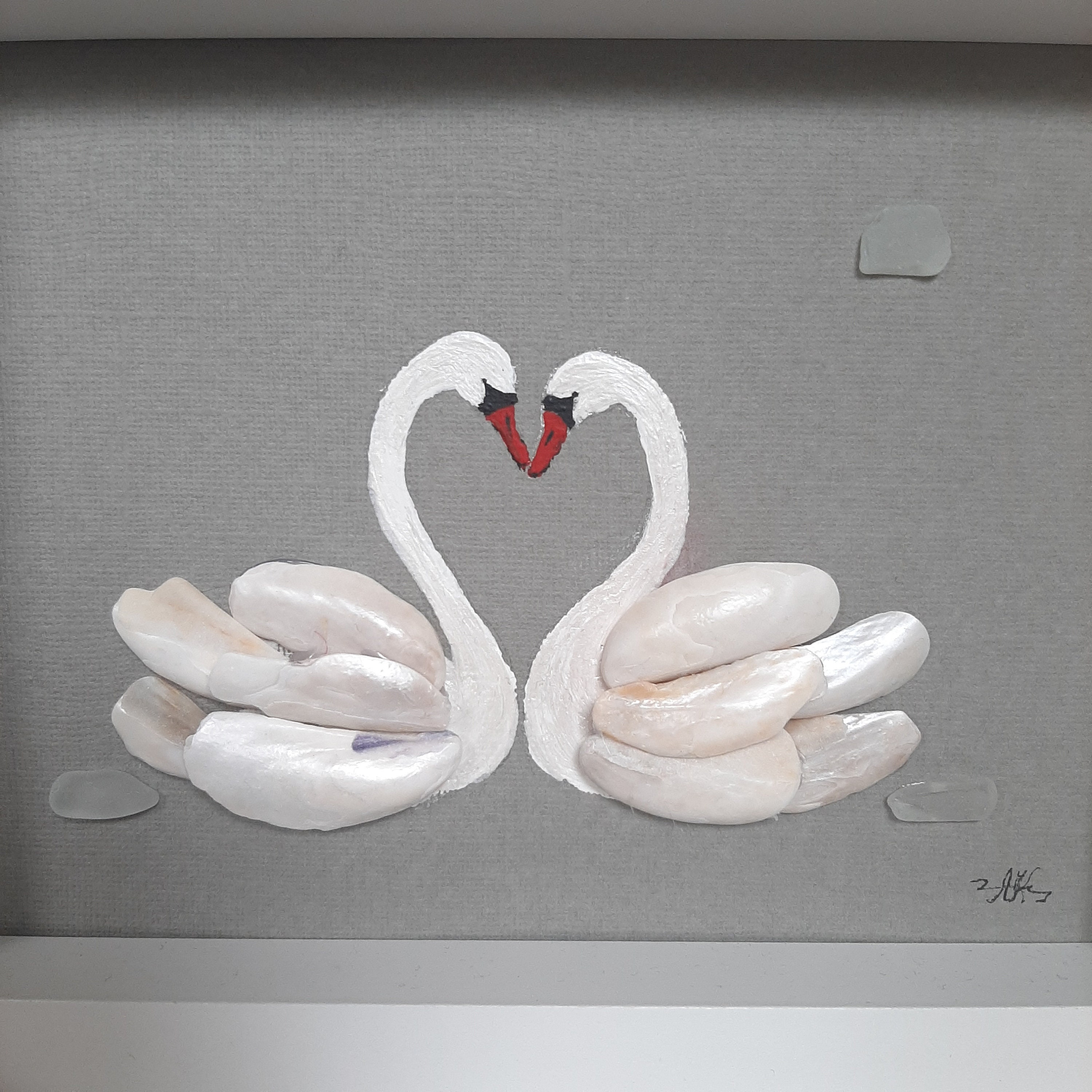 Sea Shell Art swan Couple gift Love swans Family gift | Etsy