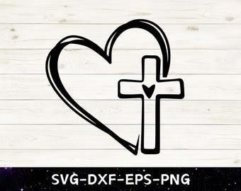 Cruz SVG, Cruz de corazón SVG, Cruz cristiana SVG, Cruz católica SVG, Silueta de cruz, Cruz de corazón SVG, Cruz de corazón de Jesús PNG descarga digital SVG