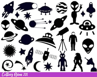 Space SVG cutting files for Cricut Silhouette, ufo rocket planet svg, Space png clipart, Alien svg, Space vector files, INSTANT DOWNLOAD