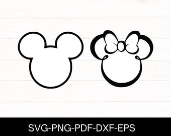 Mickey and Minnie Inspired SVG Bundle, Mickey Minnie Mouse Outline, Mickey Mouse head SVG, Instant download for Cricut and Silhouette
