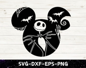 Pesadilla antes de Navidad SVG, Jack Skellington SVG, Jack Skellington Halloween SVG, Mickey SVG Archivo de corte para planchar SVG eps dxf png