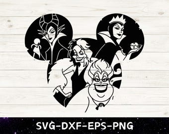 Villano SVG Ursula Dr. Facilier Scar Capitán Garfio Disneyland Disneyworld Villanos Camiseta Ursula SVG Archivo de corte para planchar SVG eps dxf png