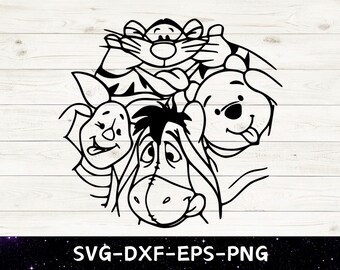 Winnie the pooh svg, silueta, contorno, líneas gruesas, archivo de corte para planchar SVG eps dxf png