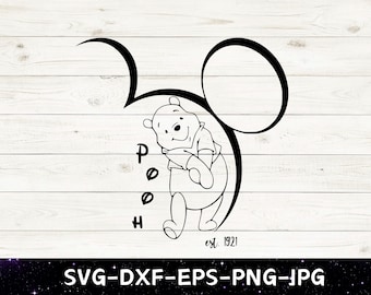 Winnie the Pooh SVG, Pooh SVG, cabeza de Mickey SVG, ratón SVG, archivo de corte de vinilo, SVG, PDF, JPG, PNG, AI, archivo de diseño imprimible