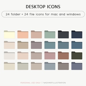 File folder icons set, Minimalist icons, Simple icons, Aesthetic icons, Windows desktop icons, Macbook desktop organizer