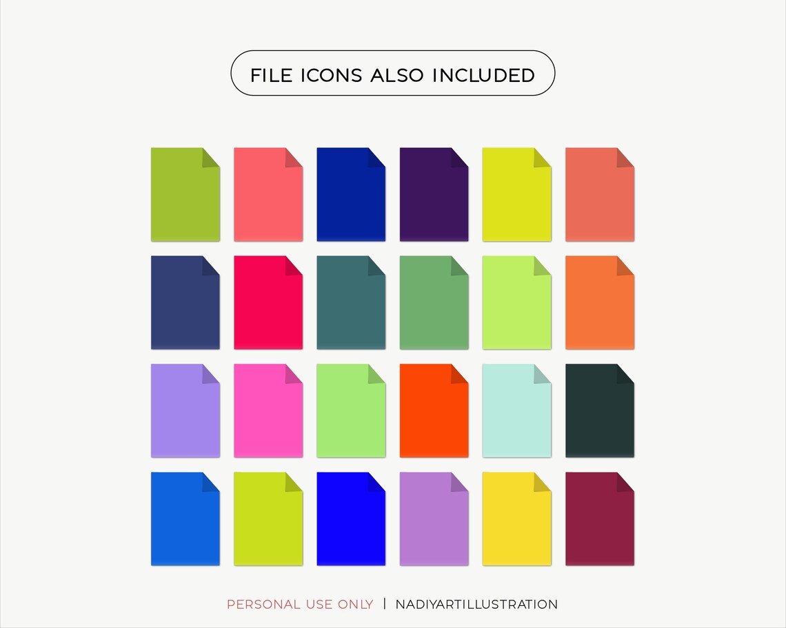 Bright Color Folders Files, Folder and Document Windows Icons - Etsy