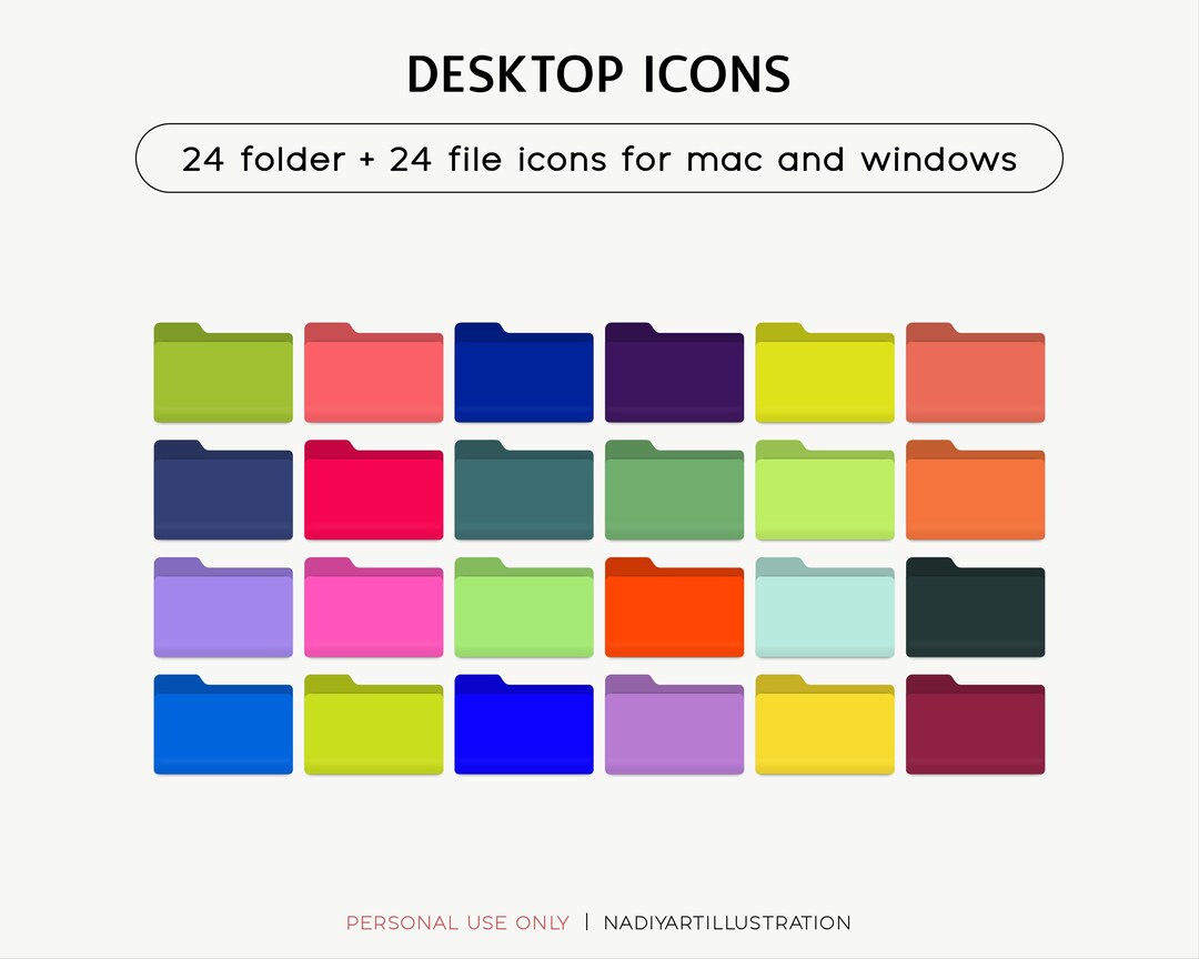 Bright Color Folders Files, Folder and Document Windows Icons - Etsy