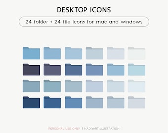Blue folders and file icon, windows and mac desktop icon, blue computer background