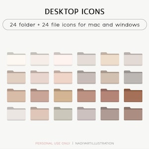 Neutrals aesthetic desktop icons, windows and mac minimalist folder icons, computer folder icons