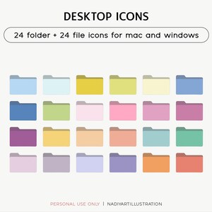 Colored File and Folder Icons for Macbook and PC, Desktop Icon Pack