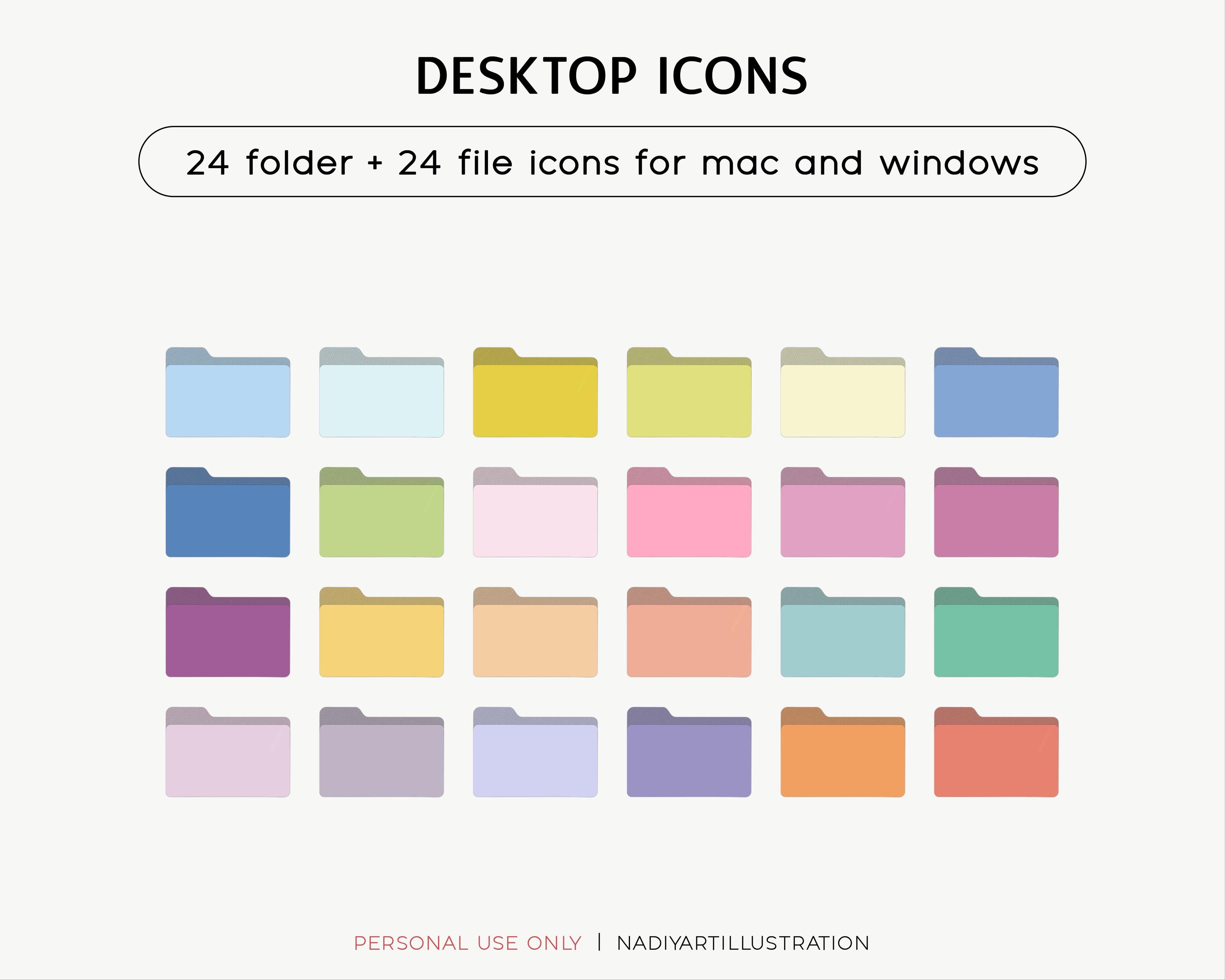 Colored File and Folder Icons for MacBook and PC, Desktop Icon Pack - Etsy