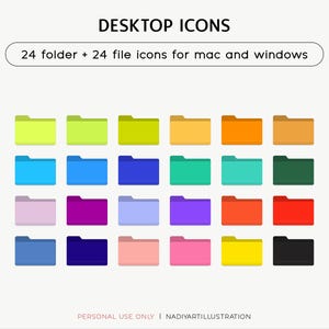 ファイル フォルダーのデスクトップ アイコン、Windows コンピューター アイコン、かわいい Mac デスクトップ アイコンのセット