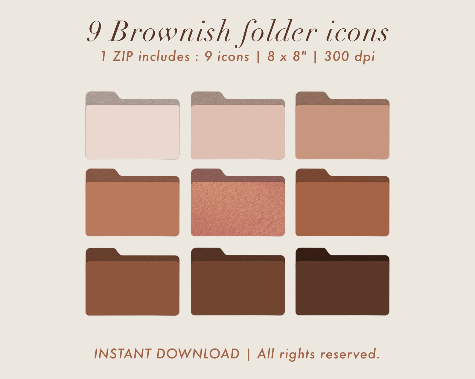 Brown Folder Icons Folder icons for mac Dektop organizer Etsy