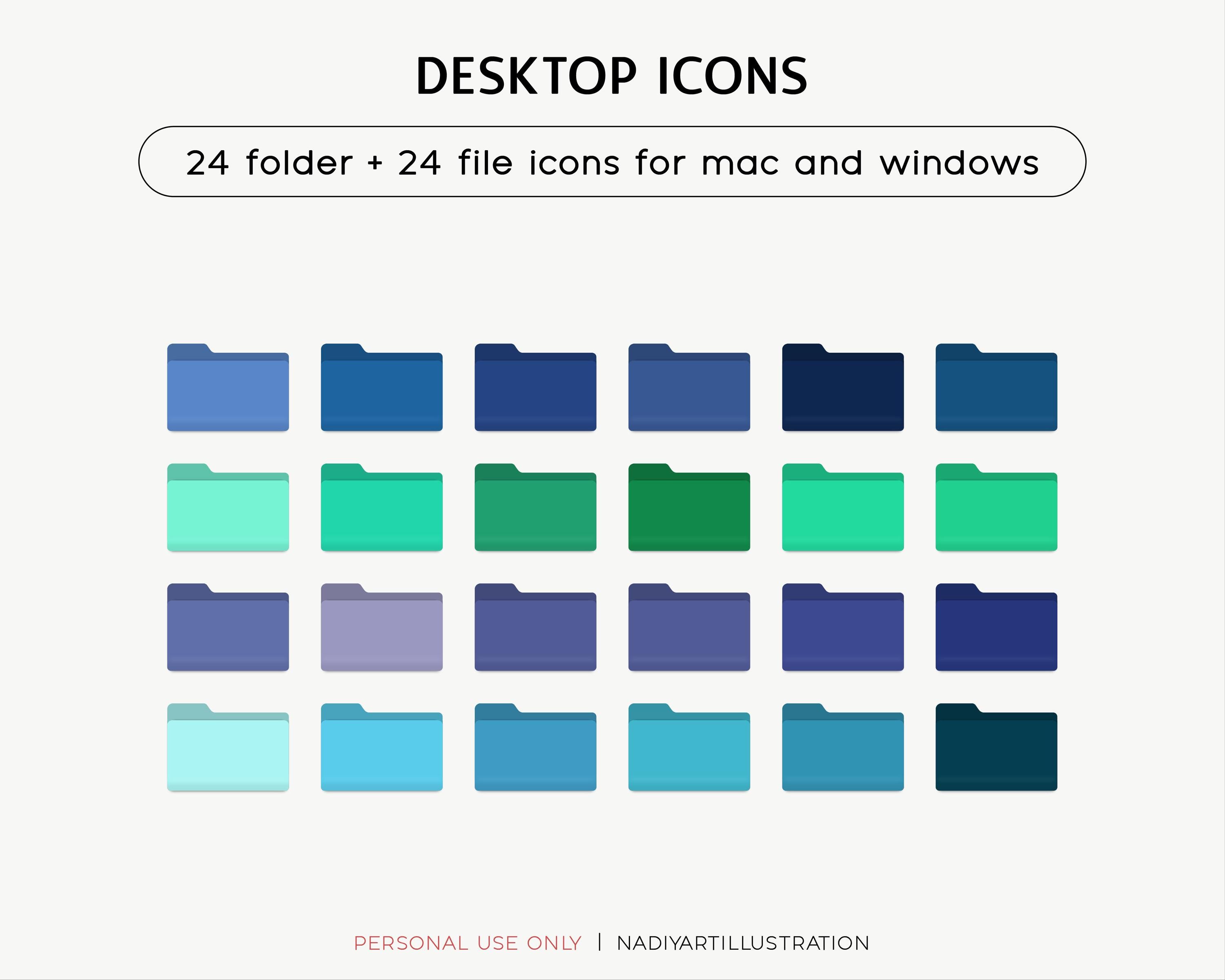 Blue Aesthetic File and Folder Icons, Desktop Icons for Mac and Windows ...