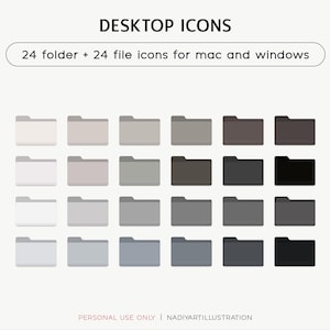 Iconos de escritorio minimalistas grises: conjunto de carpetas para Mac y Windows