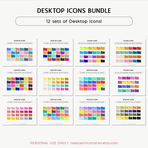 Bright Digital Folder Icons Pack, Colored Folder File Icons Bundle