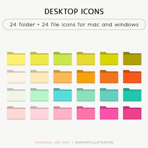 Multicolor Folder Icons, Digital Document Desktop Icons