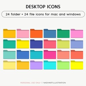 Set of folder and file pc icons, Groovy desktop icons, Bright colors computer icons