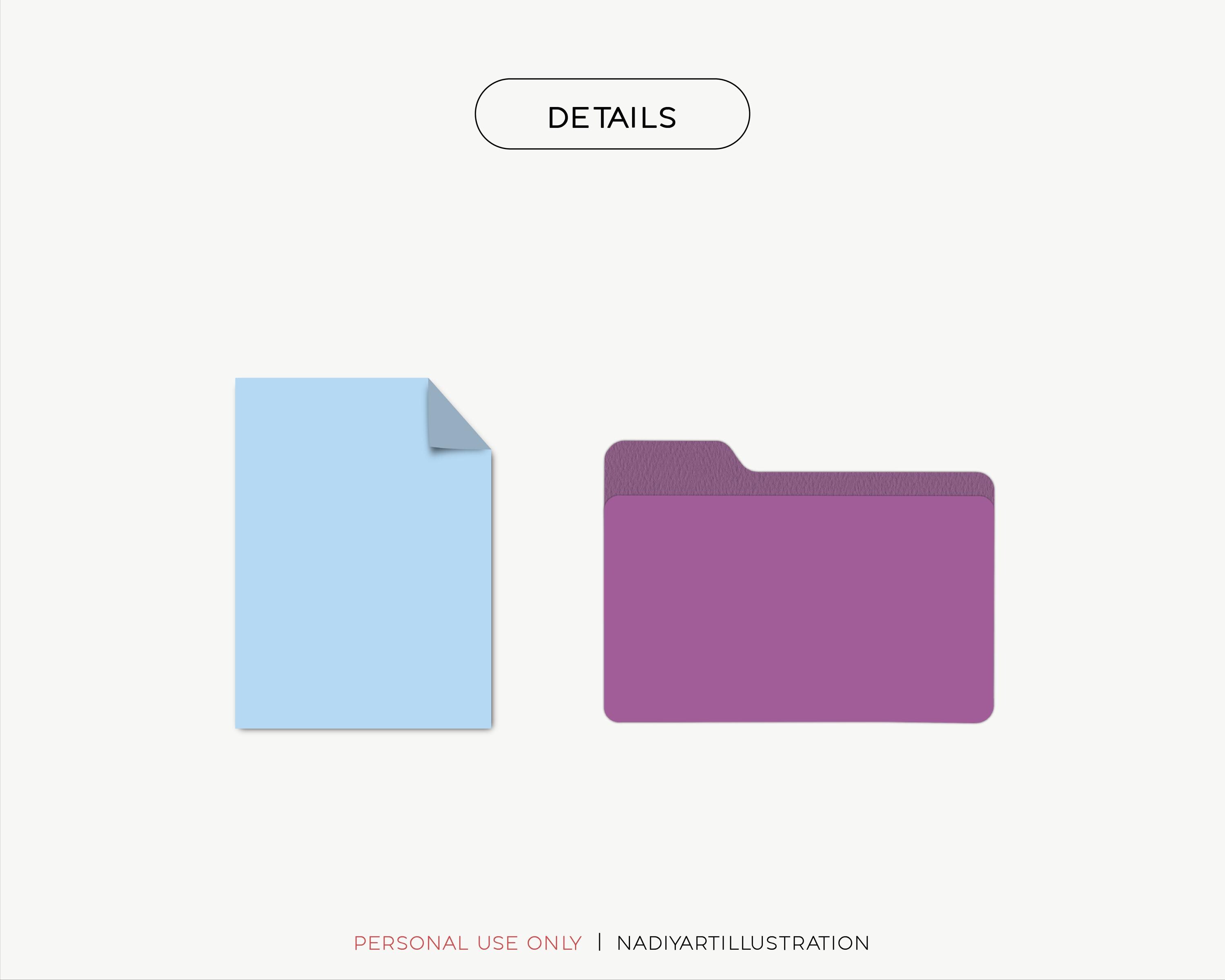 Colored File and Folder Icons for MacBook and PC, Desktop Icon Pack - Etsy