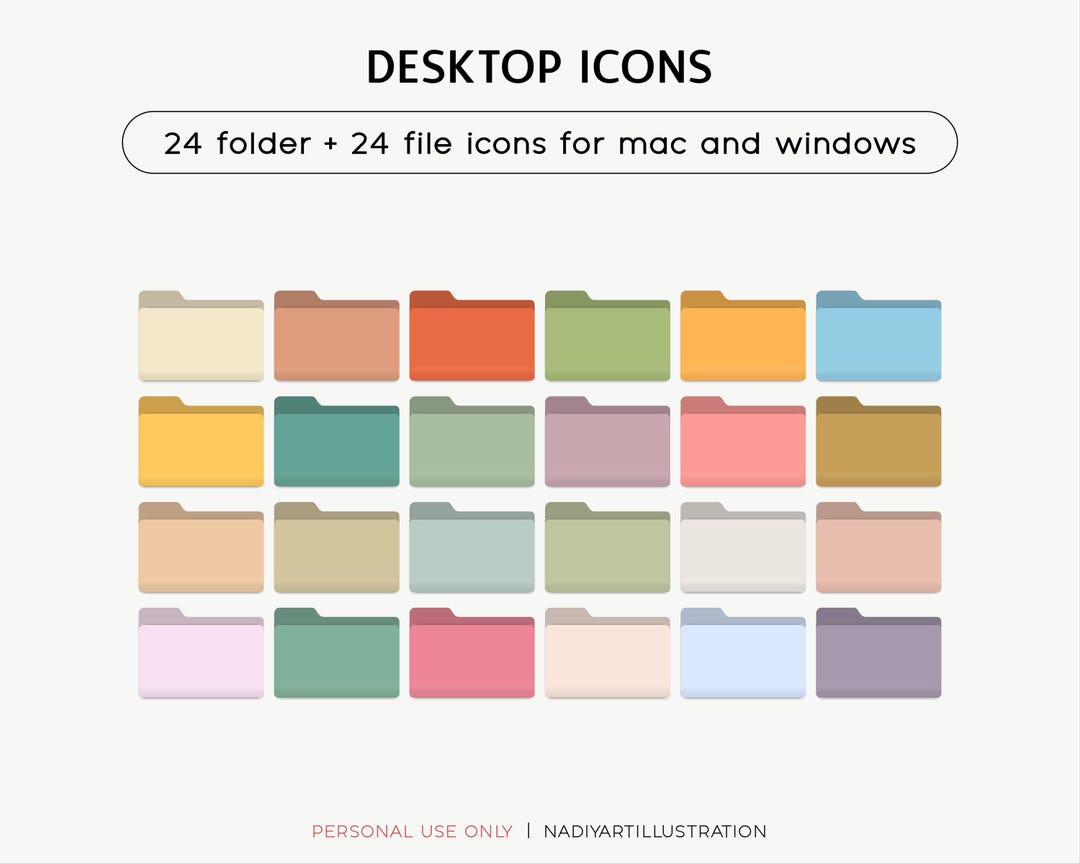 Colorful File Folder Icons for Mac & Windows Desktop - Etsy