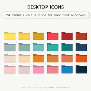 Bright Folder & File Icons, Colorful Desktop Icon Set for Mac and Windows