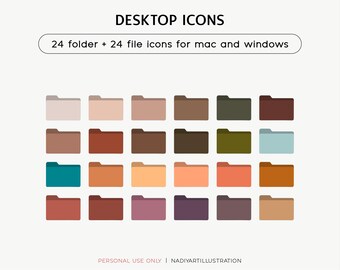 Muted Color Desktop Icon Pack: MacOS & Windows