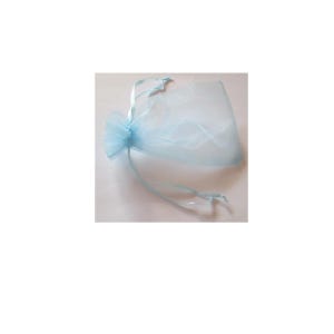 5x Organza Schmuckbeutel, hellblau, 9,5cm x 15cm, Geschenke liebevoll verpacken: Schmuck/Armbänder, Perlenketten/Figuren+andere kleine Dinge