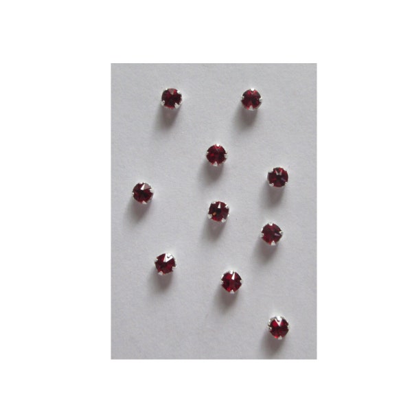 10 Stück Swarovski Strass-Glassteine zum AUFNÄHEN, 4mm, 5 Farben, Rosarot & Grüntöne, Perlenstickerei, Näharbeiten/Kleidungsstücke verzieren