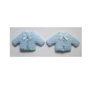 2 Stück Motiv "Kleine Strickjäckchen", hellblau, Geburt, scrapbooking, Collagen gestalten, Beigabe Glückwunschkarten/Briefe, Dekorationen