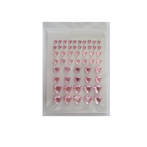 54 Funkelnde Strass Aufkleber "Herz, light rose/rosa", 1 Stickerbogen, Briefe verzieren, Liebe versenden, scrapbooking, Collagen anfertigen