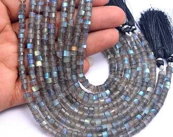 3 To 4 MM 80/% OFF SALE Labradorite Box Shape Beads 16 Inches Strand