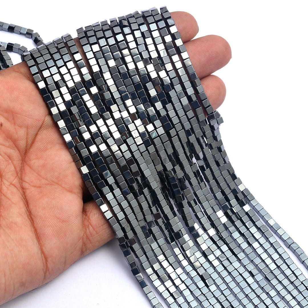 Hematite Beads Hematite Smooth 3D Cube Beads Etsy