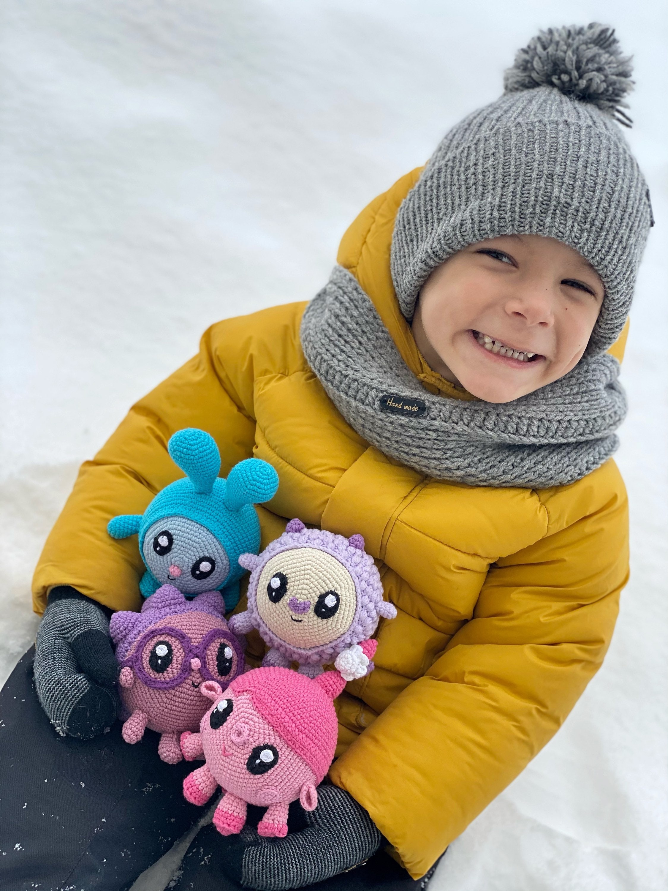 Plush Roza Knitted Babyriki, Knitted Cartoon Characters, Krash