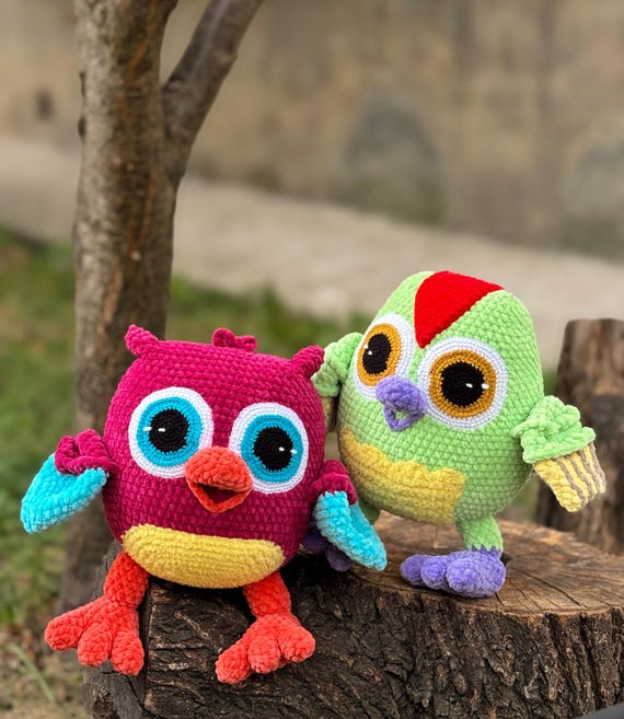 Owlet Hop Hop, Woodpecker Pum Pum, Crochet Woodpecker, Crochet Owl
