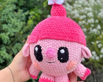 Plush roza knitted BabyRiki, knitted cartoon characters, Krash Chiko  Wally Rosa panda BabyRiki handmade, a gift for a boy and a girl