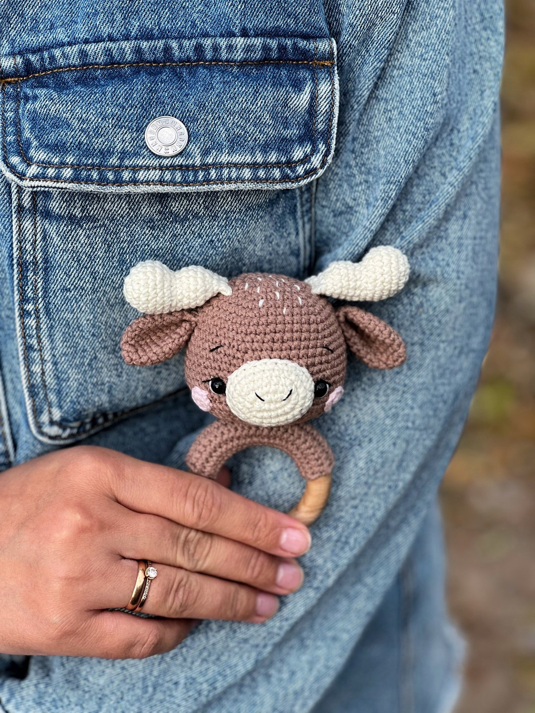 Rattle Moose Crochet Moose Toy Amigurumi Crochet Moose Handmade Toy for ...
