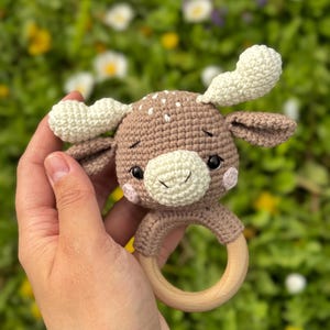 Rattle Moose Crochet Moose Toy Amigurumi Crochet Moose Handmade Toy for ...