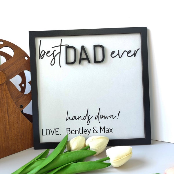 Father's Day Gift, Best Dad Ever Hands Down Sign, Wooden Handprint Art, Personalized Gift for Dad,Mom, Custom Handprint Sign, Birthday Gift